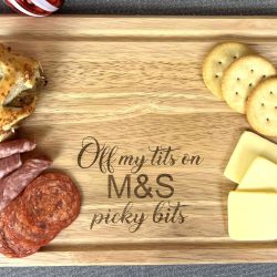Engraved M and S picky bits chopping board gift