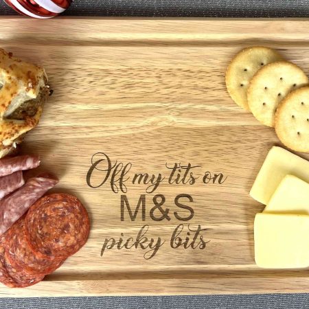 m & S picky bits Engraved M and S picky bits chopping board gift