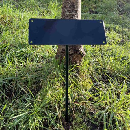 Memorial tree marker stake installed in ground